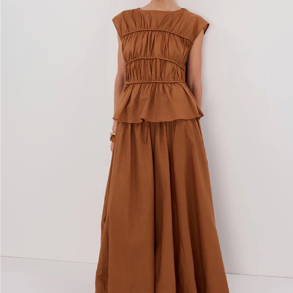 NEW DISSH Flynn Rust Linen Blend Skirt and Top Set